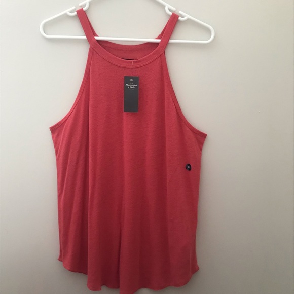 high neck red tank top
